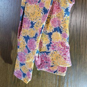 LuLaRoe Pink Yellow Blue Floral Print Leggings OS